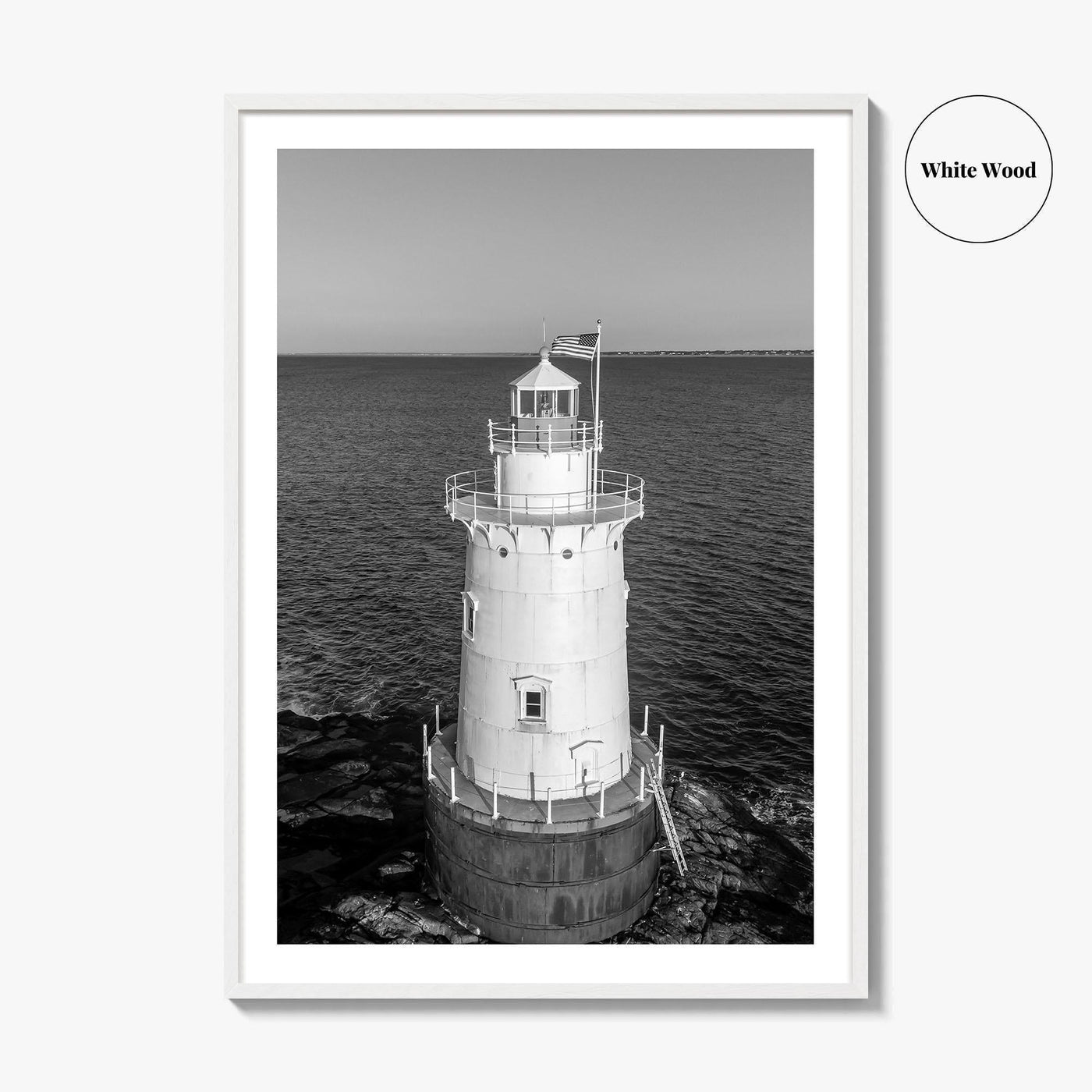 Sakonnet Point Black and White Fine Art Photo Print, Rhode Island Lighthouse Poster