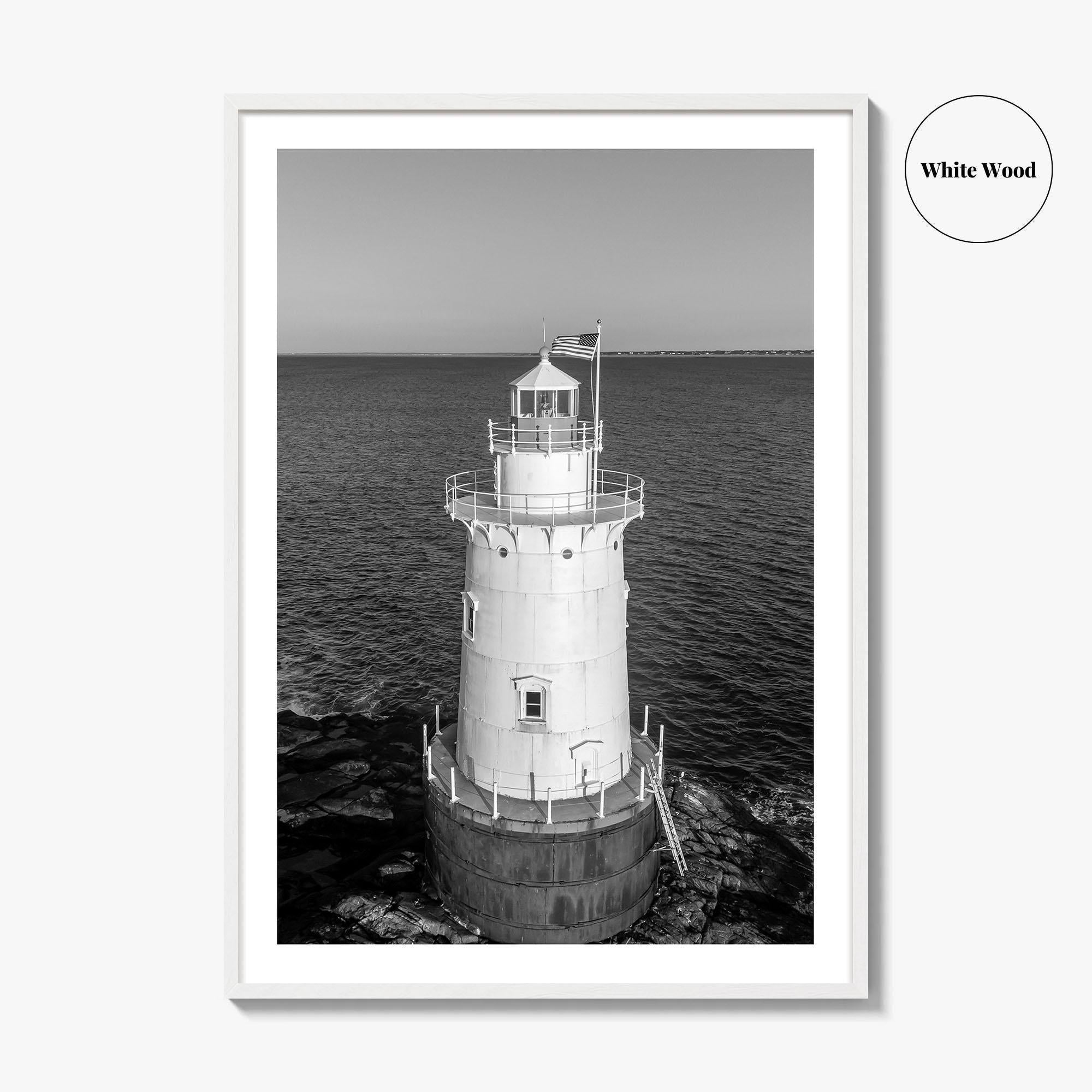 Sakonnet Point Black and White Fine Art Photo Print, Rhode Island Lighthouse Poster