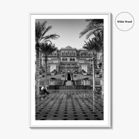 Abu Dhabi Black and White Fine Art Photo Print, Emirates Palace, UAE Poster