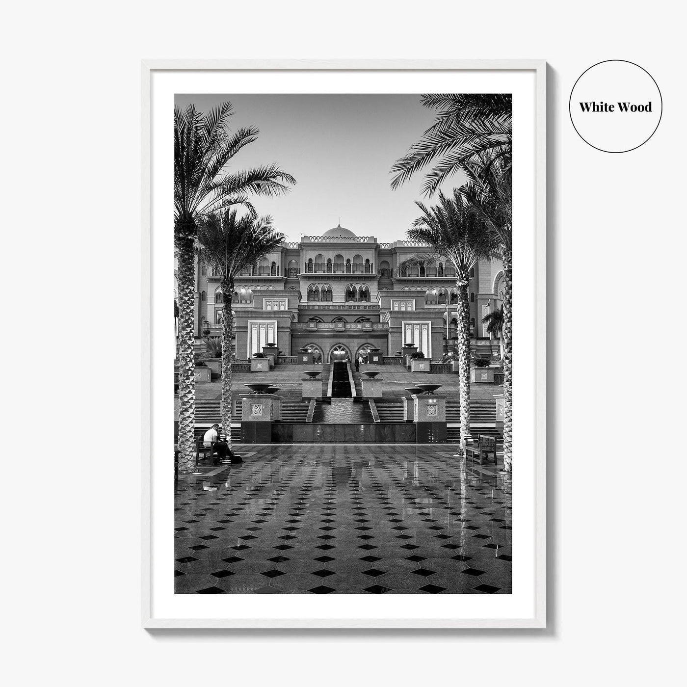 Abu Dhabi Black and White Fine Art Photo Print, Emirates Palace, UAE Poster