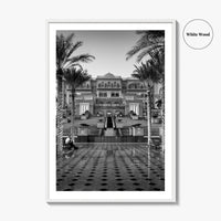Abu Dhabi Black and White Fine Art Photo Print, Emirates Palace, UAE Poster