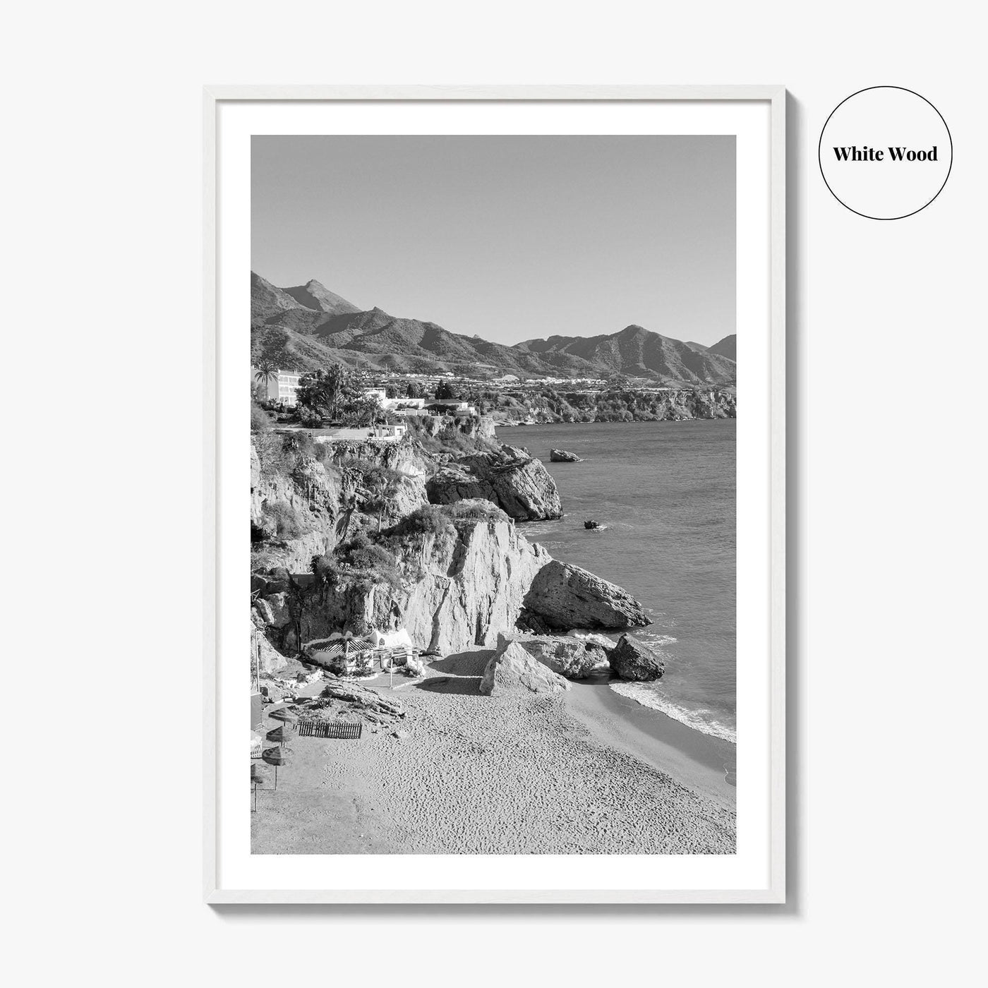Nerja Black and White Fine Art Photo Print, Costa del Sol Spain Poster