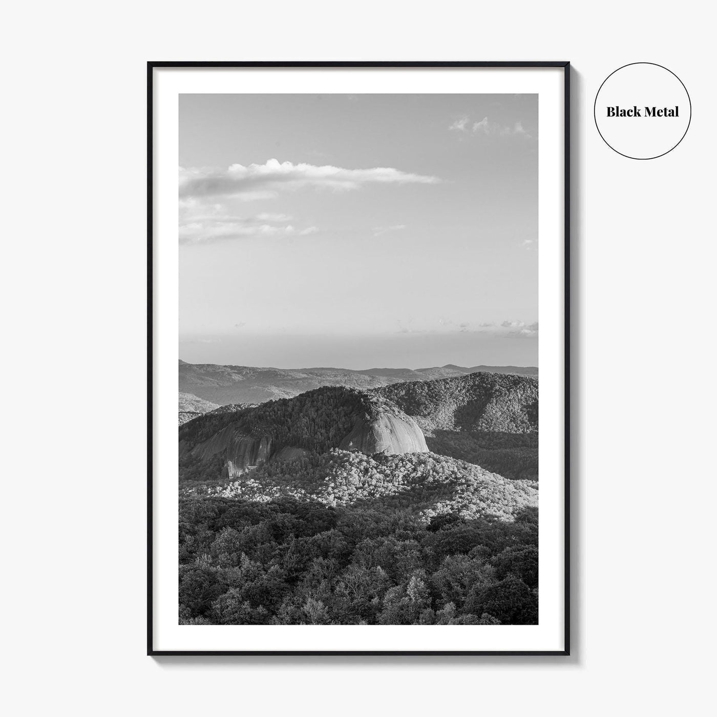 Pisgah National Forest Black and White Fine Art Photo Print, Looking Glass Rock, NC