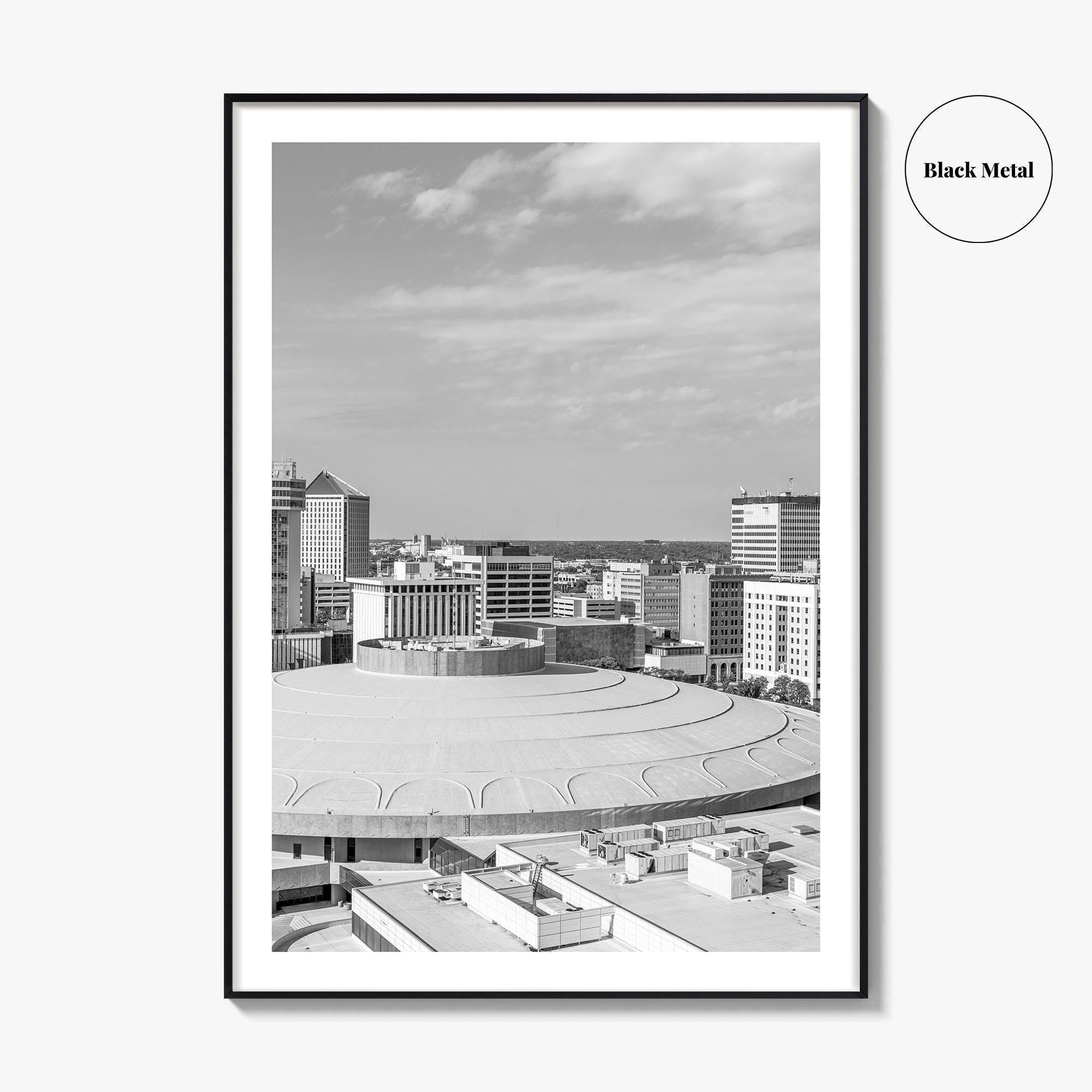 Wichita Skyline Black and White Fine Art Photo Print, Downtown, Kansas USA, Wall Poster