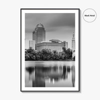 Springfield Massachusetts Skyline Black and White Fine Art Photo Print, Wall Decor Poster, USA
