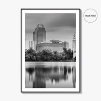 Springfield Massachusetts Skyline Black and White Fine Art Photo Print, Wall Decor Poster, USA