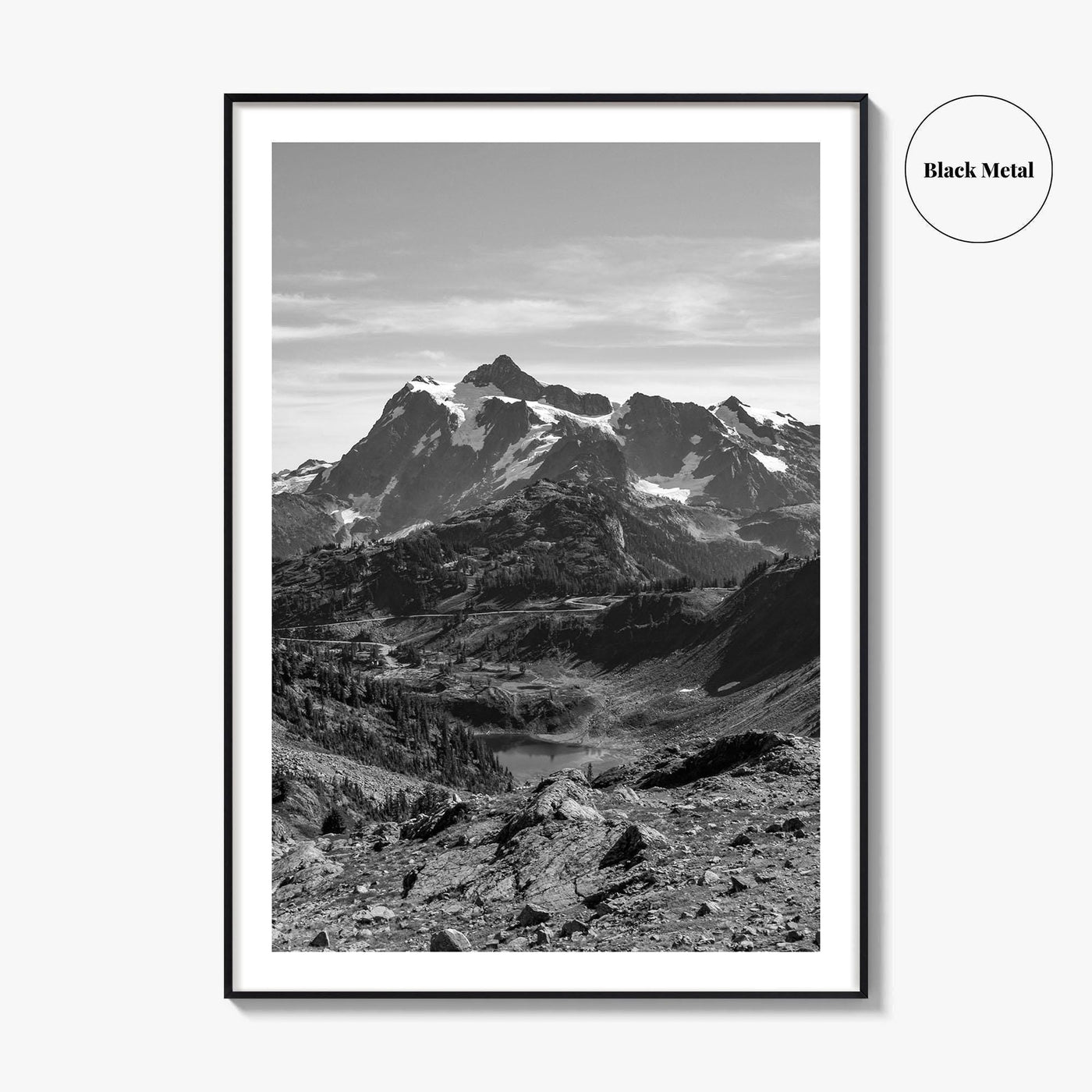 North Cascades Black and White Fine Art Photo Print, Mount Shuksan Washington Poster