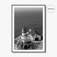 Point Reyes Lighthouse Black and White Fine Art Photo Print, California Coast Poster