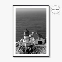 Point Reyes Lighthouse Black and White Fine Art Photo Print, California Coast Poster