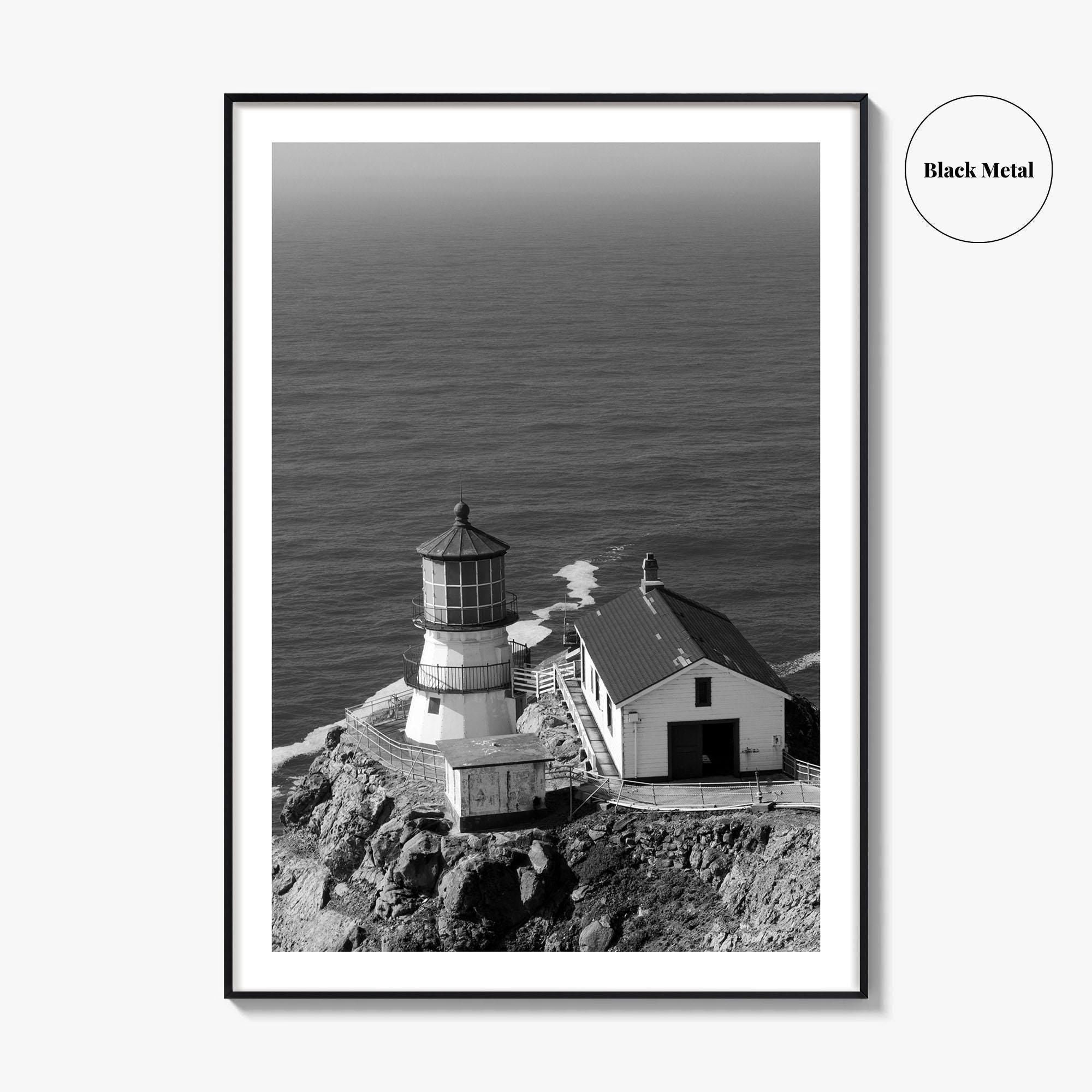 Point Reyes Lighthouse Black and White Fine Art Photo Print, California Coast Poster