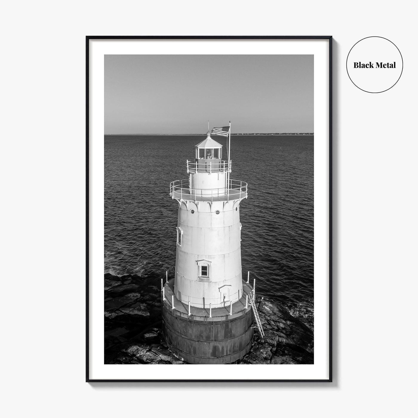 Sakonnet Point Black and White Fine Art Photo Print, Rhode Island Lighthouse Poster