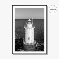 Sakonnet Point Black and White Fine Art Photo Print, Rhode Island Lighthouse Poster
