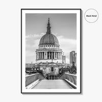 St Paul's Cathedral Black and White Fine Art Photo Print, London Millennium Bridge Poster