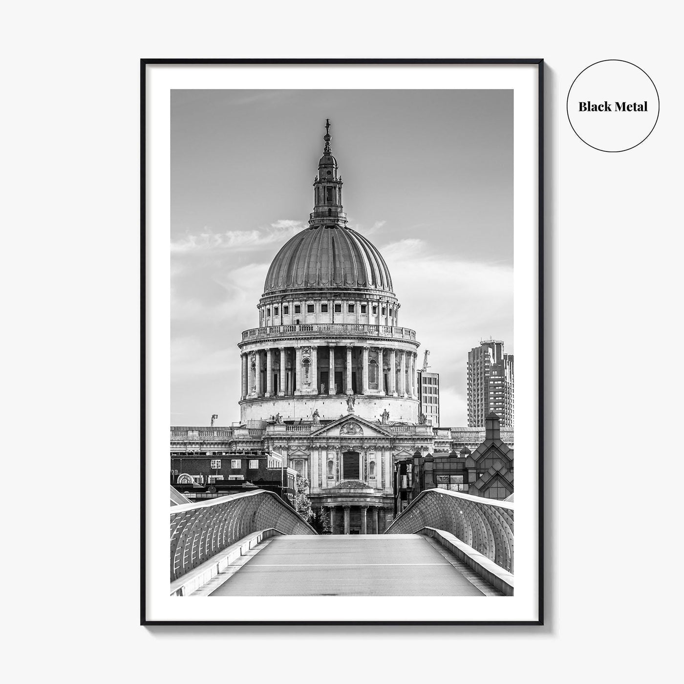 St Paul's Cathedral Black and White Fine Art Photo Print, London Millennium Bridge Poster