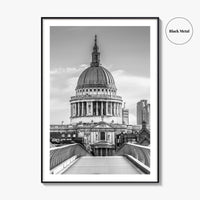 St Paul's Cathedral Black and White Fine Art Photo Print, London Millennium Bridge Poster