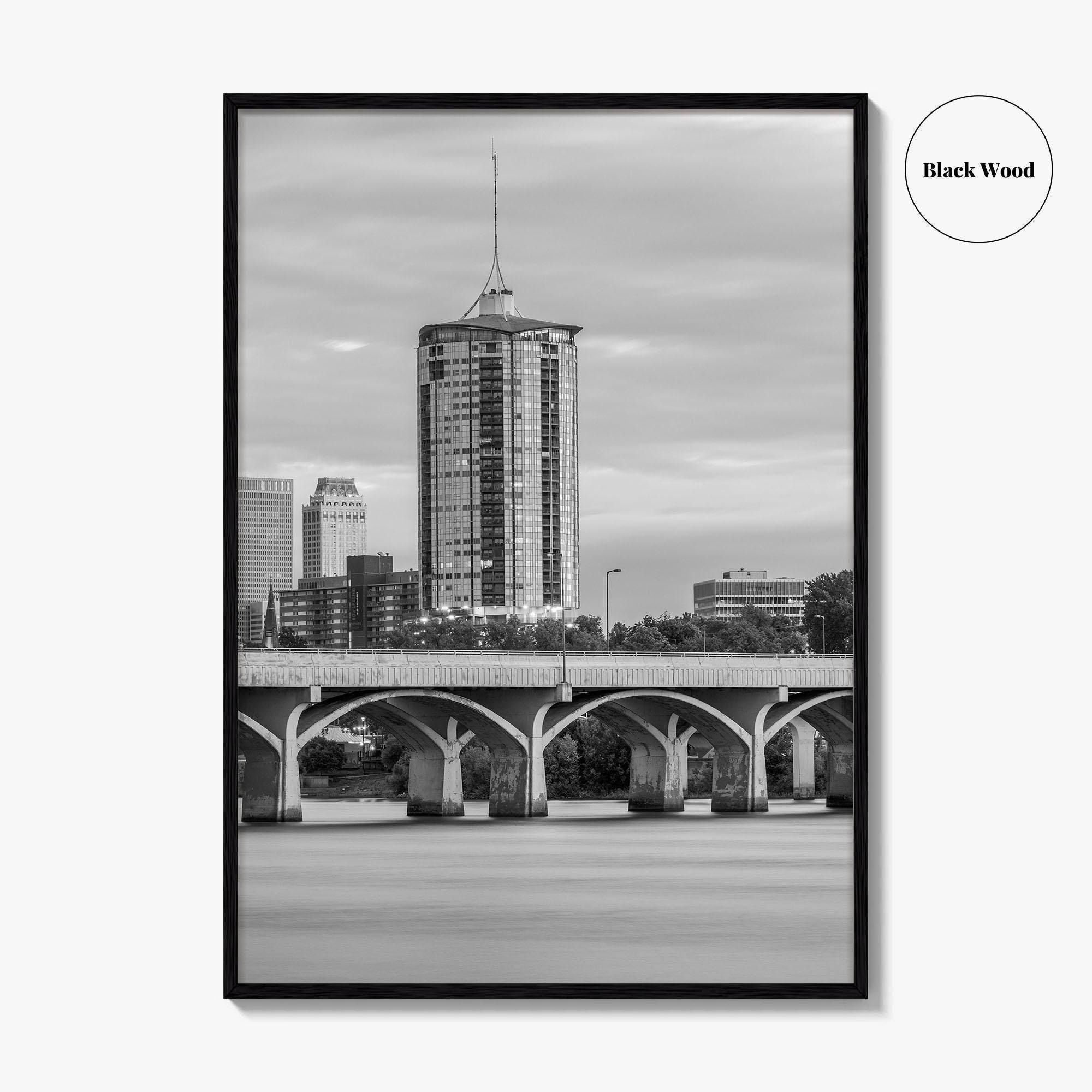 Tulsa Skyline Black and White Fine Art Photo Print, Oklahoma, USA Wall Decor Poster