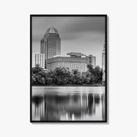Springfield Massachusetts Skyline Black and White Fine Art Photo Print, Wall Decor Poster, USA
