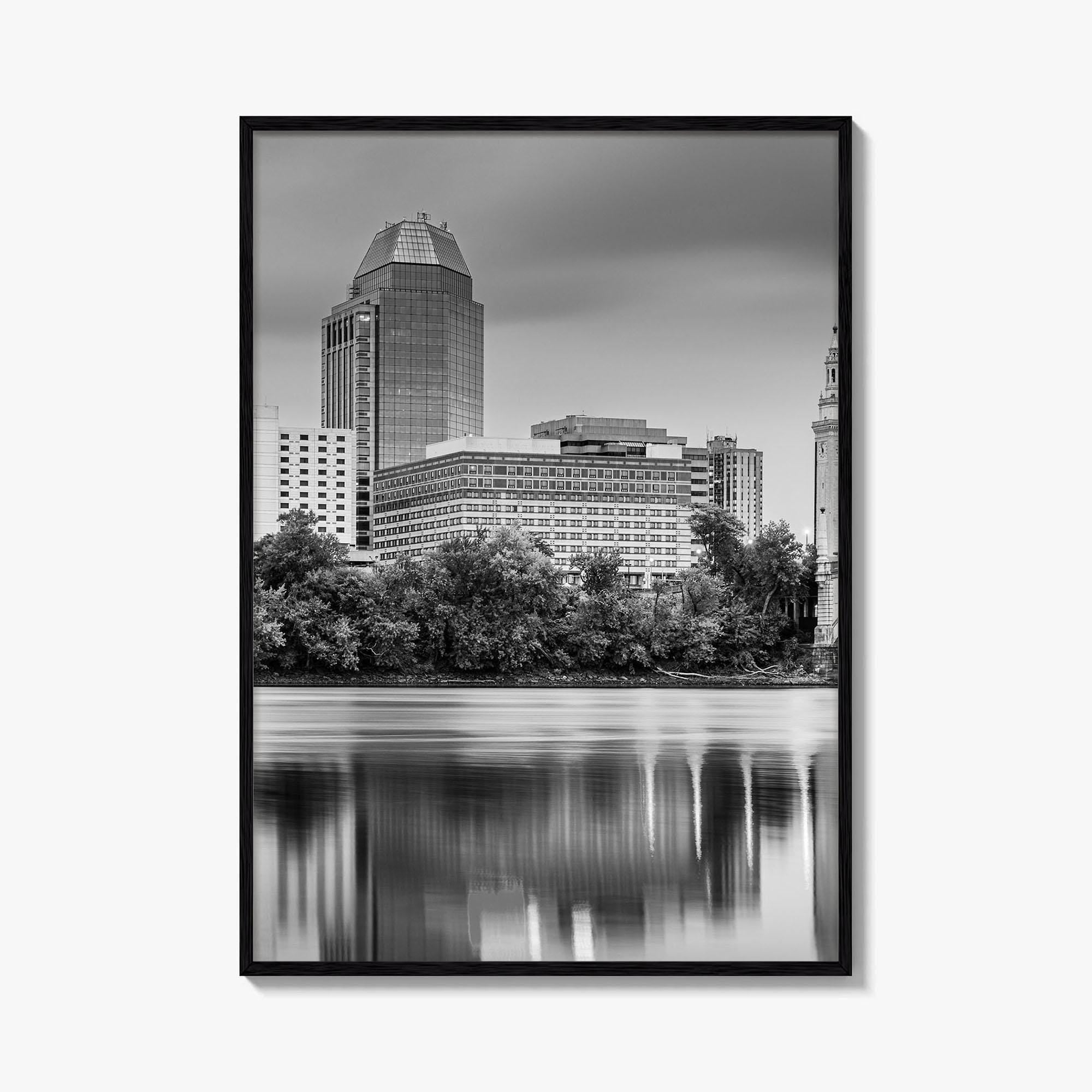 Springfield Massachusetts Skyline Black and White Fine Art Photo Print, Wall Decor Poster, USA