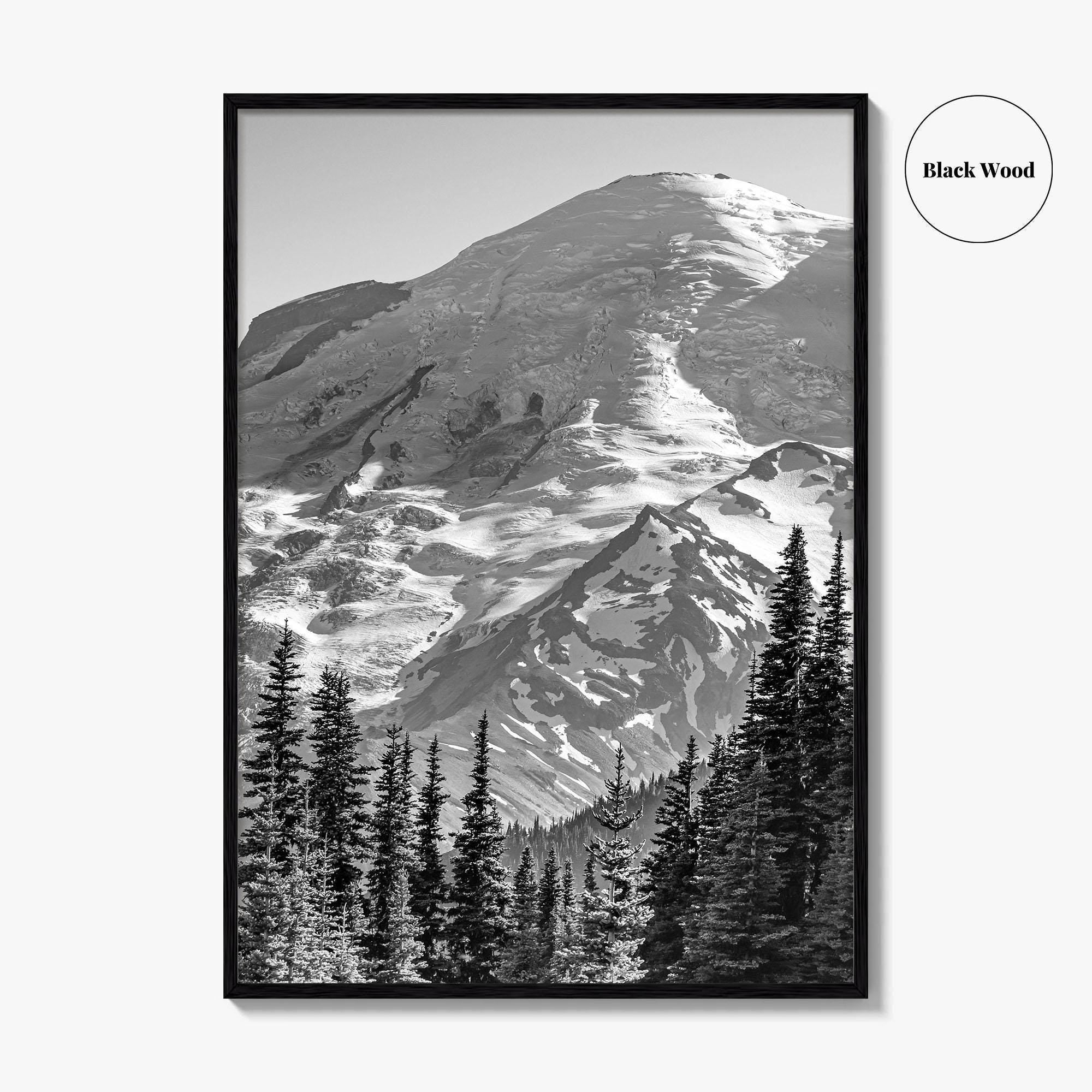 Mount Rainier Black and White Fine Art Photo Print, Sunrise Point, Washington, Pacific Northwest