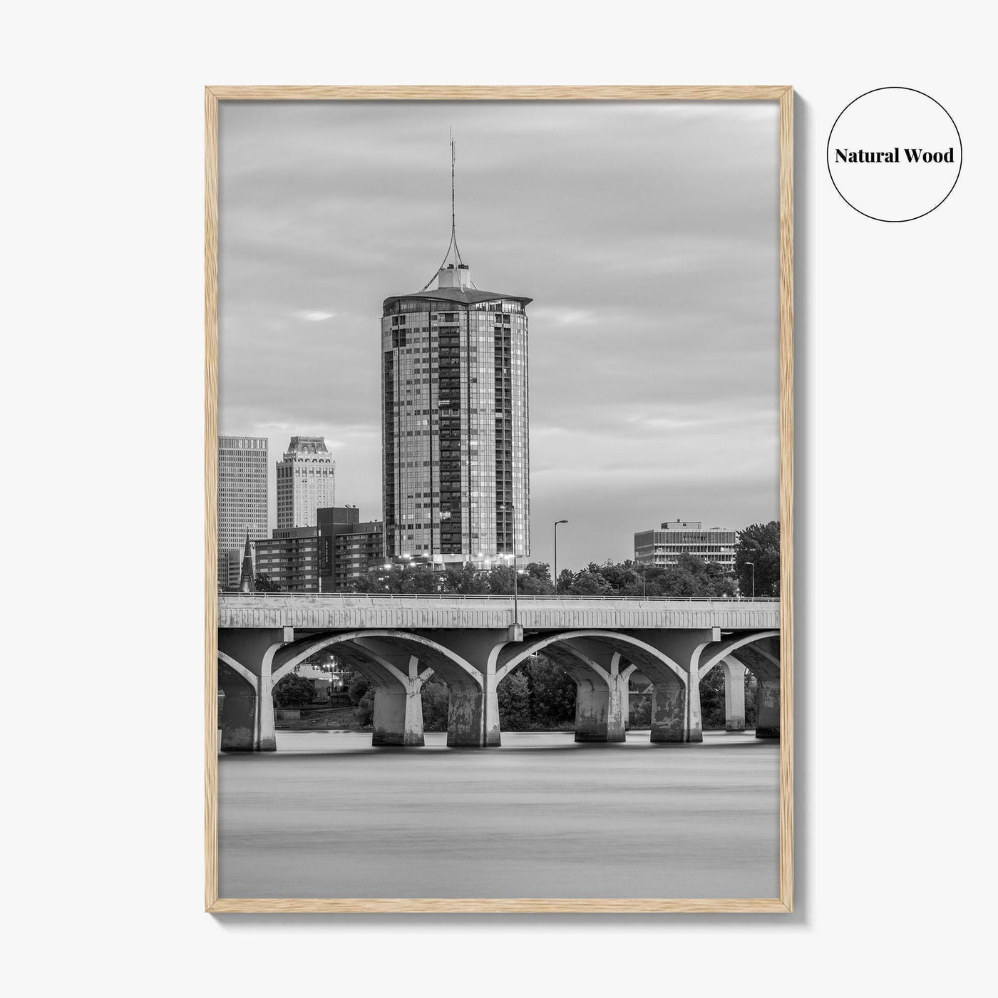 Tulsa Skyline Black and White Fine Art Photo Print, Oklahoma, USA Wall Decor Poster
