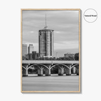 Tulsa Skyline Black and White Fine Art Photo Print, Oklahoma, USA Wall Decor Poster