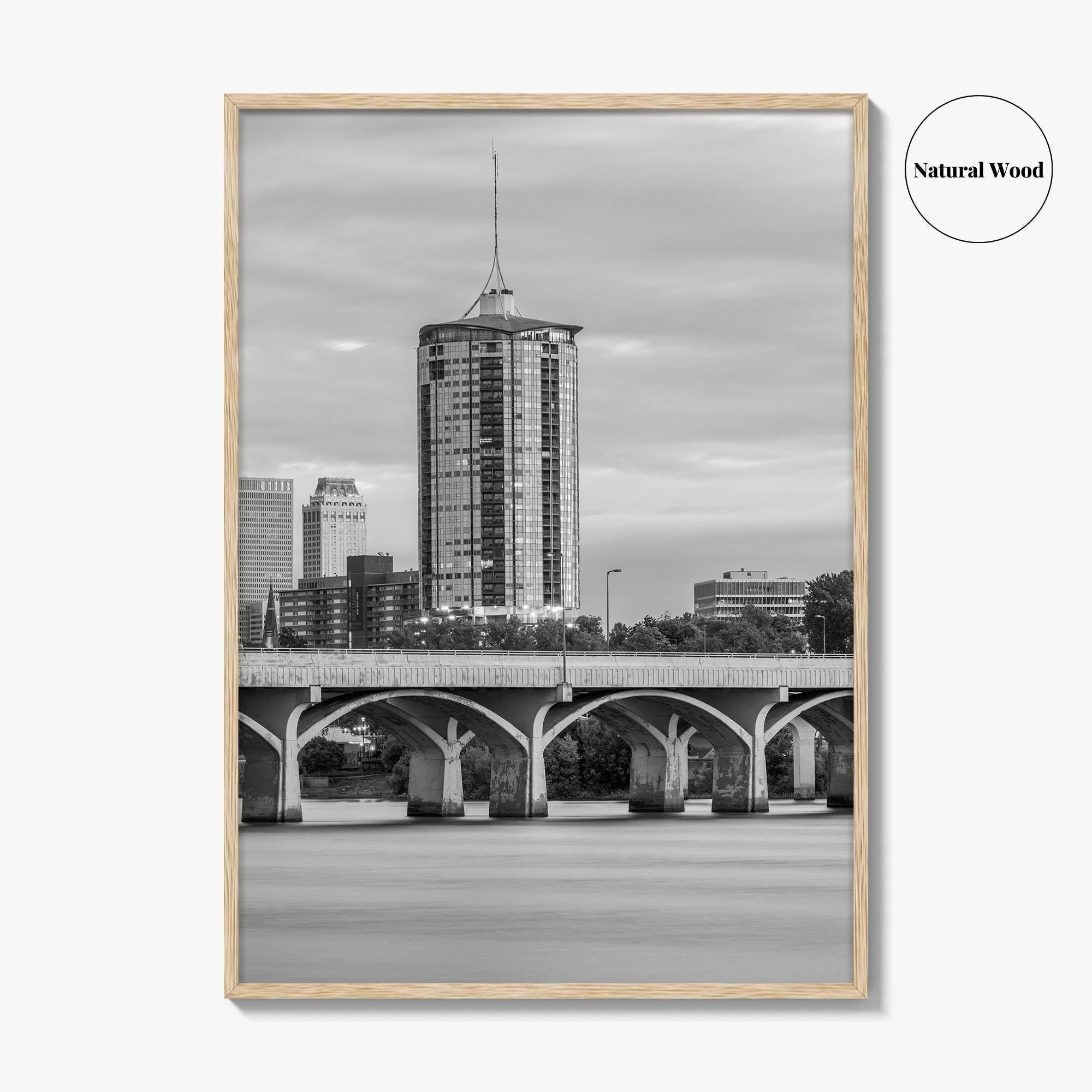 Tulsa Skyline Black and White Fine Art Photo Print, Oklahoma, USA Wall Decor Poster