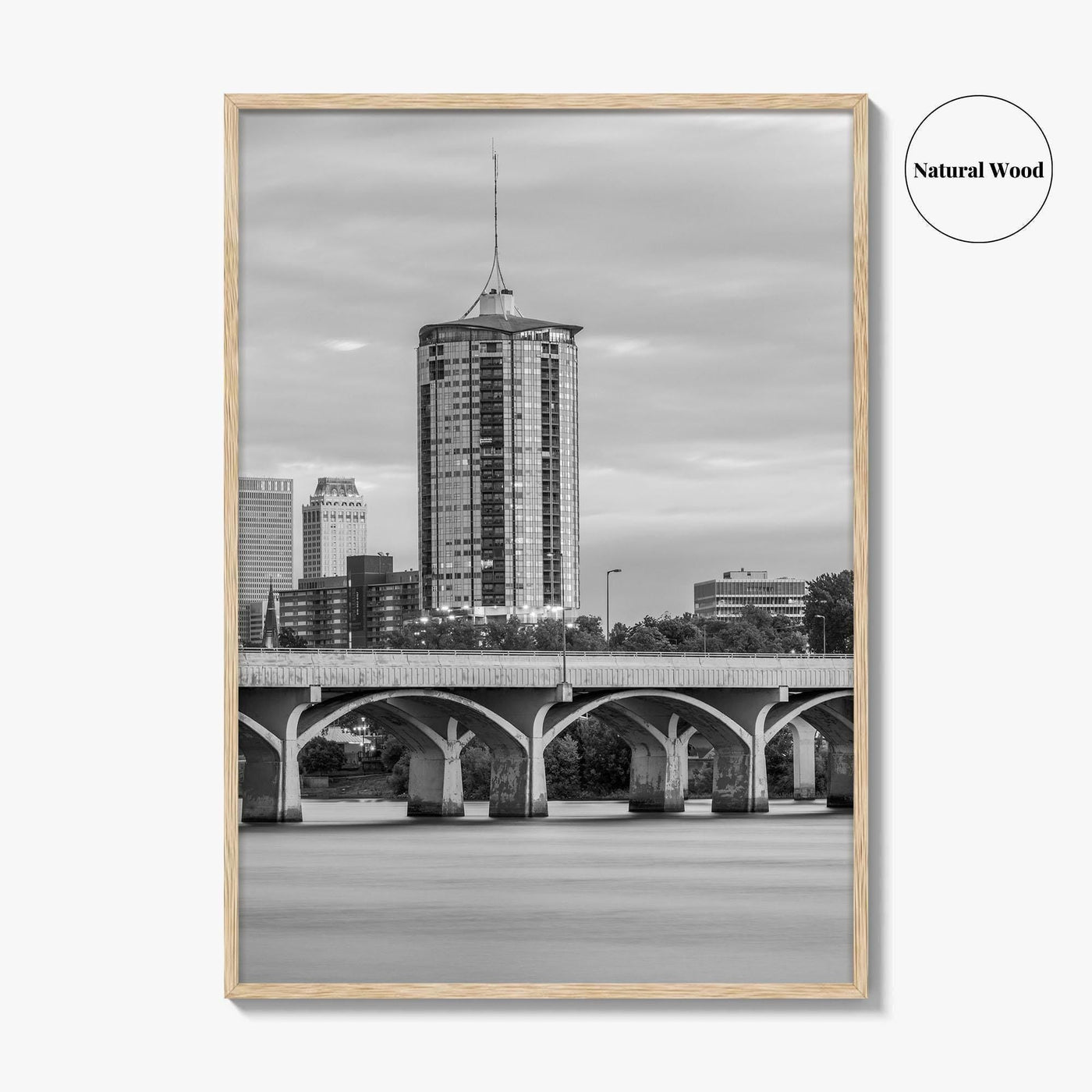 Tulsa Skyline Black and White Fine Art Photo Print, Oklahoma, USA Wall Decor Poster