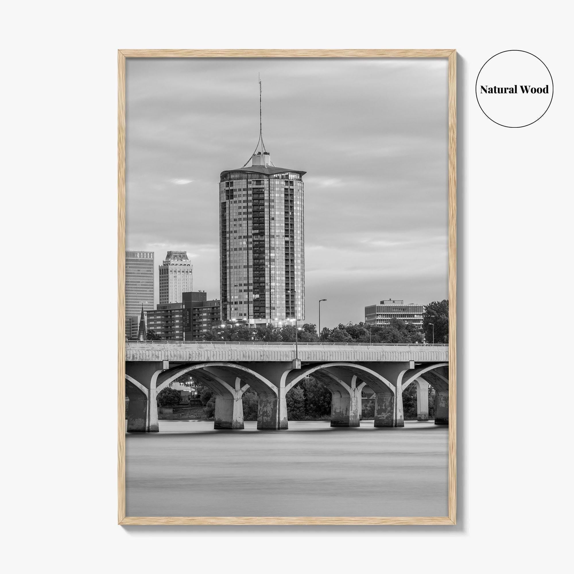 Tulsa Skyline Black and White Fine Art Photo Print, Oklahoma, USA Wall Decor Poster