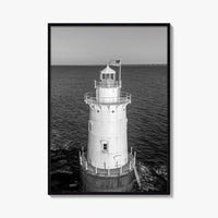 Sakonnet Point Black and White Fine Art Photo Print, Rhode Island Lighthouse Poster