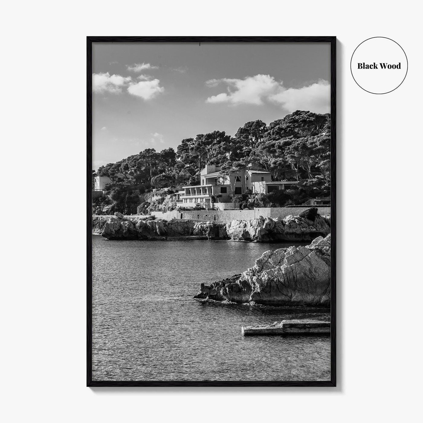 Cala Rajada Black and White Fine Art Photo Print, Mallorca Seascape Spain Poster