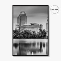 Springfield Massachusetts Skyline Black and White Fine Art Photo Print, Wall Decor Poster, USA