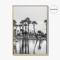 Phoenix Skyline Black and White Fine Art Photo Print, Encanto Park Arizona Poster
