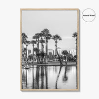 Phoenix Skyline Black and White Fine Art Photo Print, Encanto Park Arizona Poster