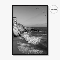 Southern California Black and White Fine Art Photo Print, Coastline Poster