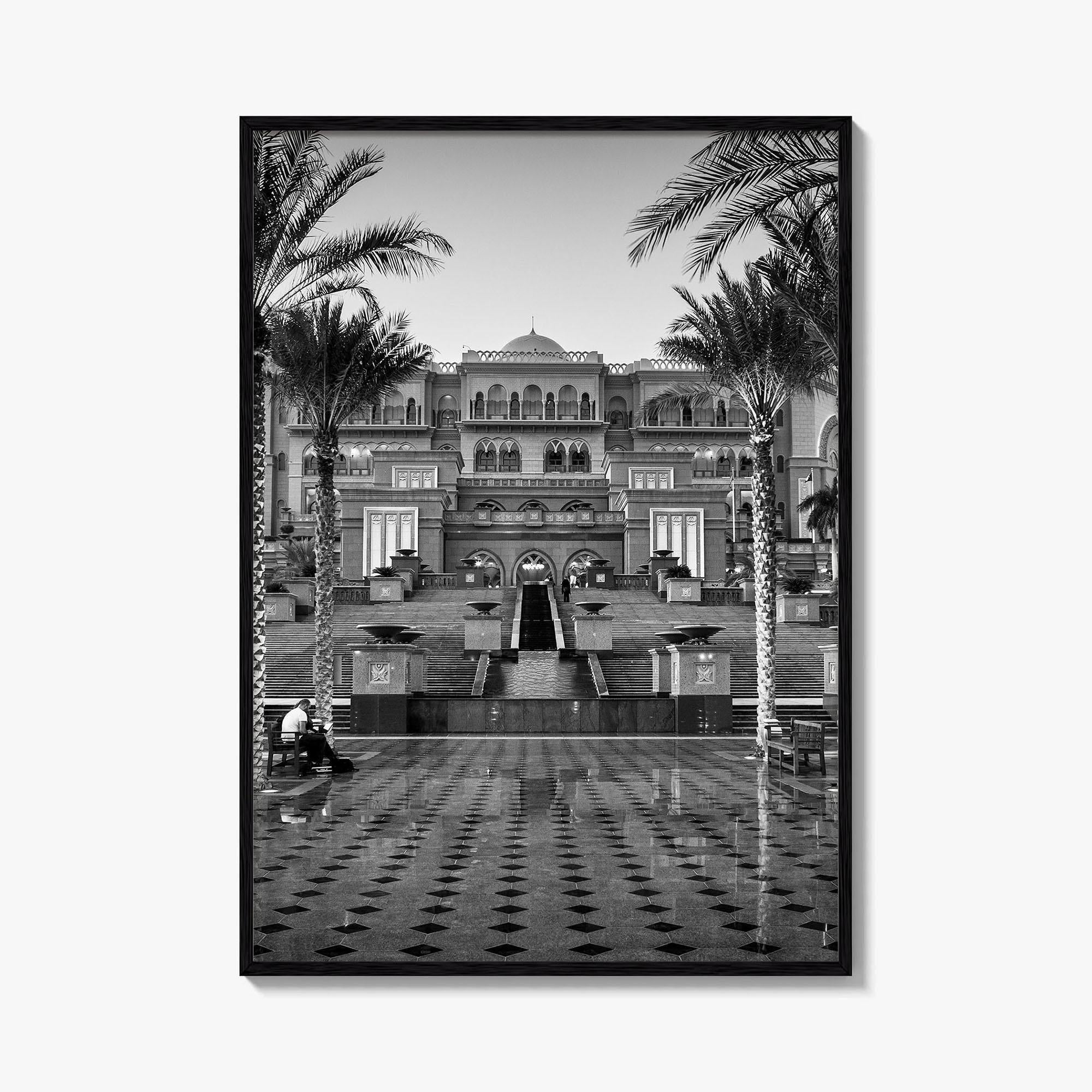 Abu Dhabi Black and White Fine Art Photo Print, Emirates Palace, UAE Poster