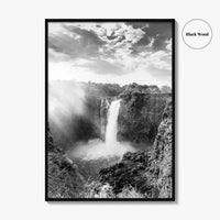 Victoria Falls Black and White Fine Art Photo Print, Zambezi River Zimbabwe Zambia Poster