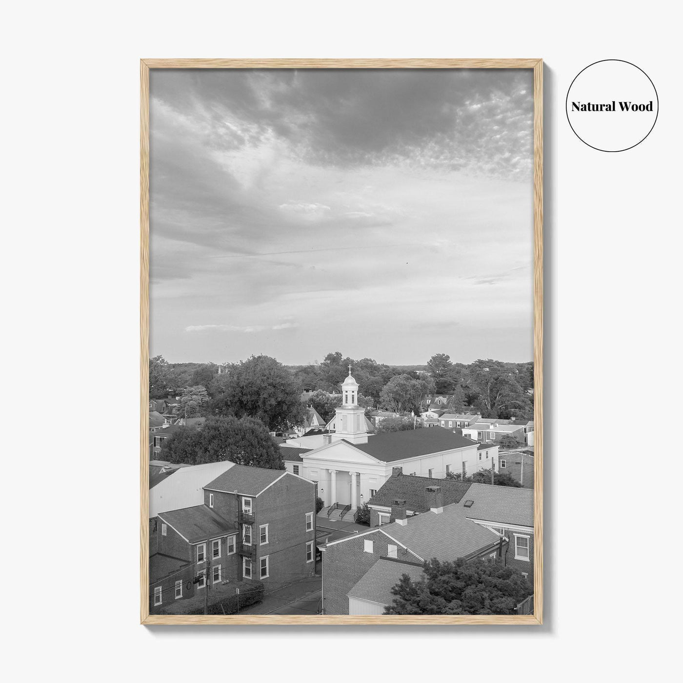 West Chester Black and White Fine Art Photo Print, Aerial Panorama, Wall Poster, USA