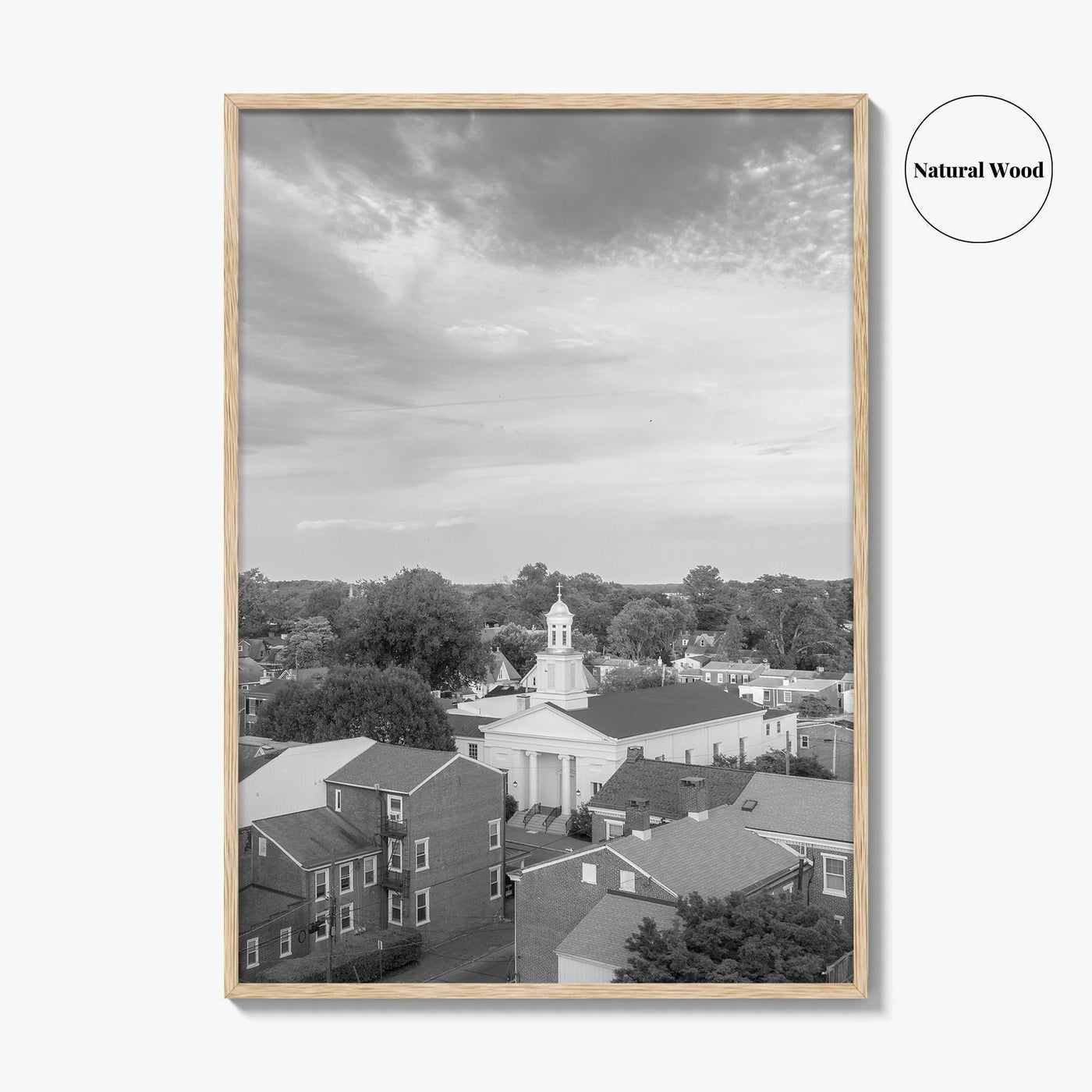 West Chester Black and White Fine Art Photo Print, Aerial Panorama, Wall Poster, USA