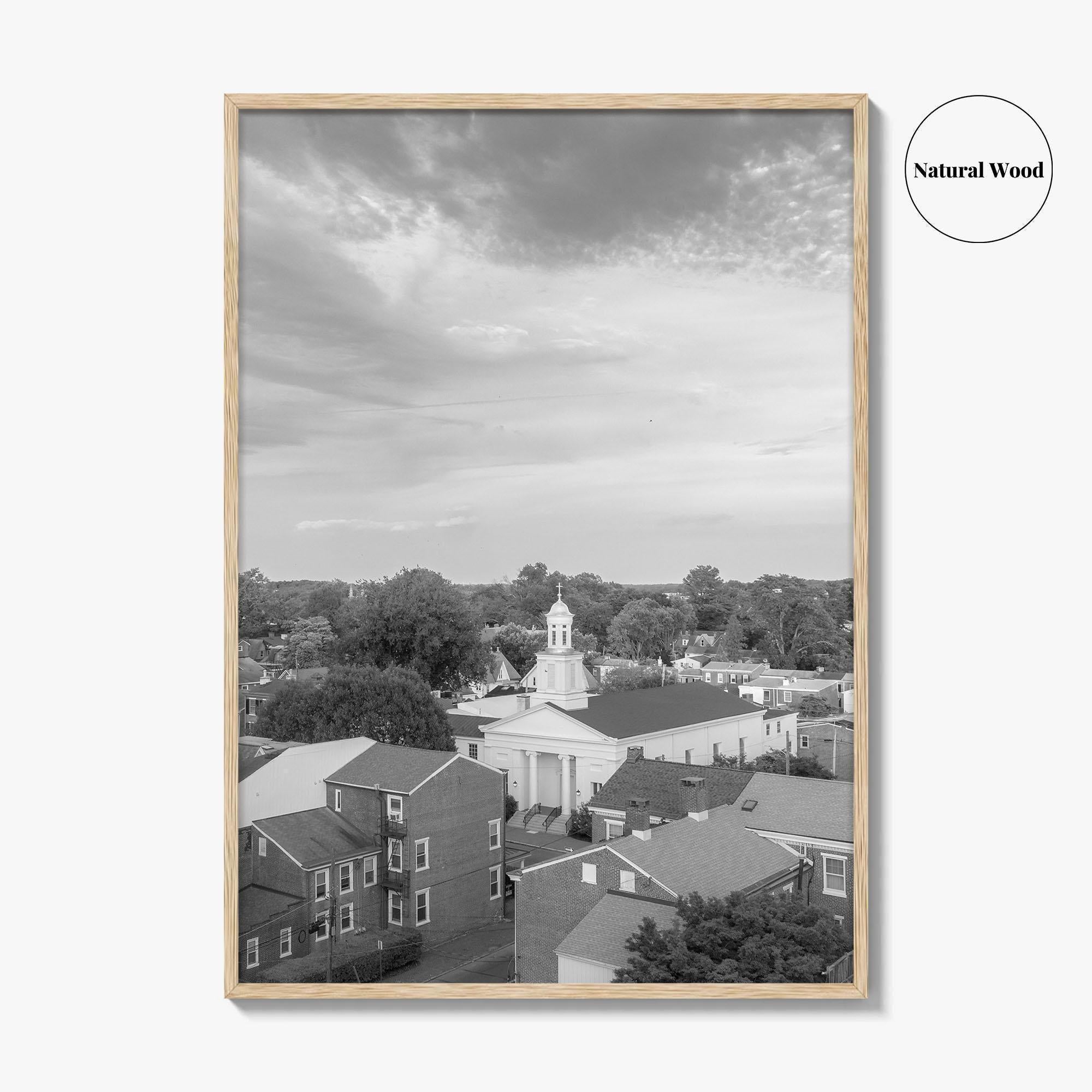 West Chester Black and White Fine Art Photo Print, Aerial Panorama, Wall Poster, USA