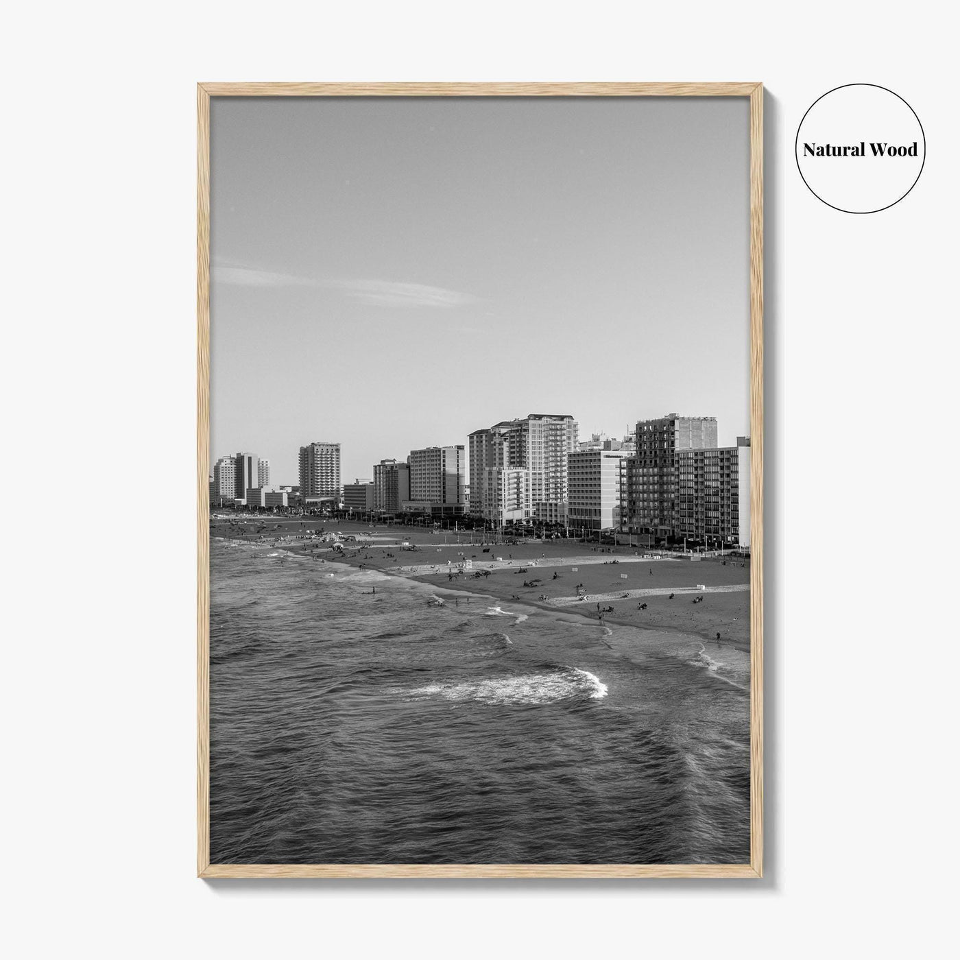 Virginia Beach Skyline Black and White Fine Art Photo Print, Oceanfront USA Wall Decor