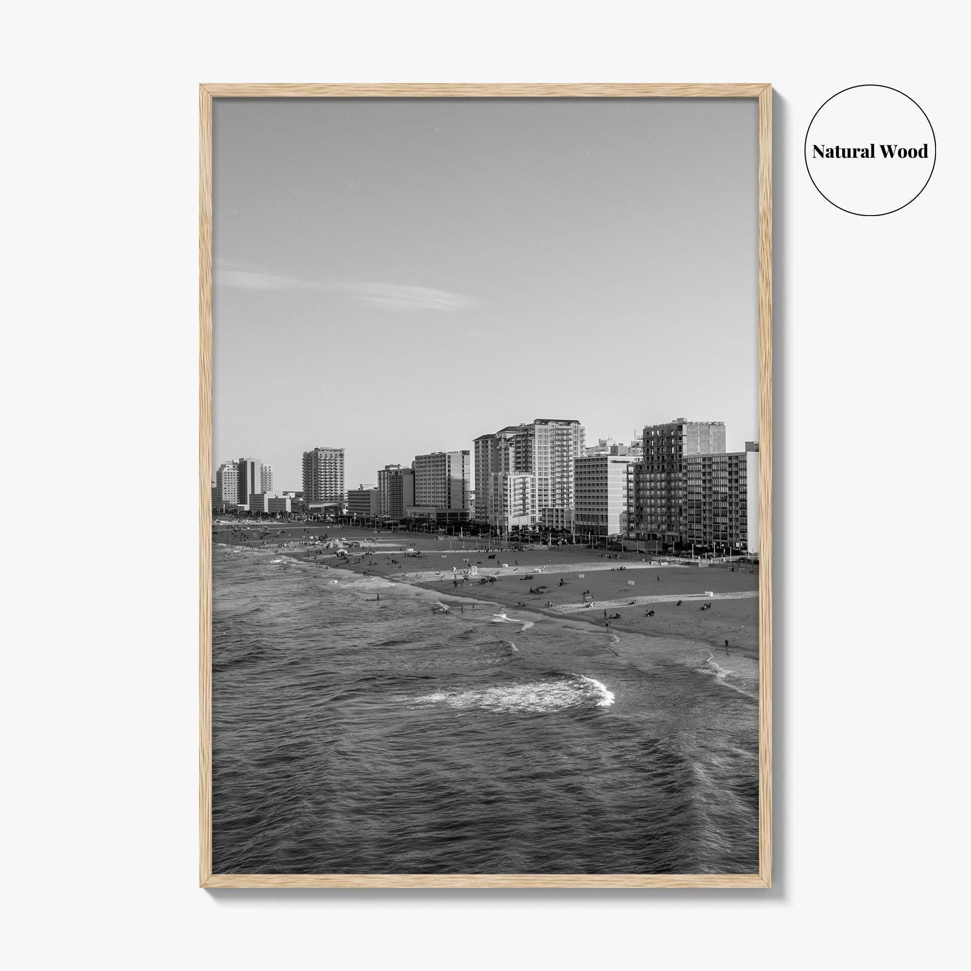 Virginia Beach Skyline Black and White Fine Art Photo Print, Oceanfront USA Wall Decor