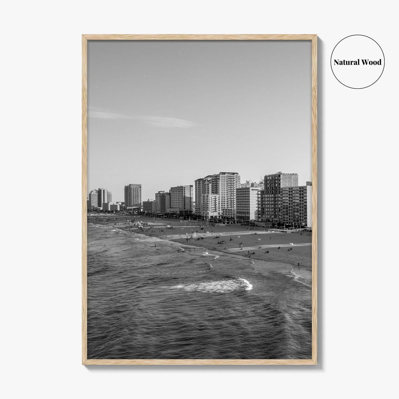 Virginia Beach Skyline Black and White Fine Art Photo Print, Oceanfront USA Wall Decor