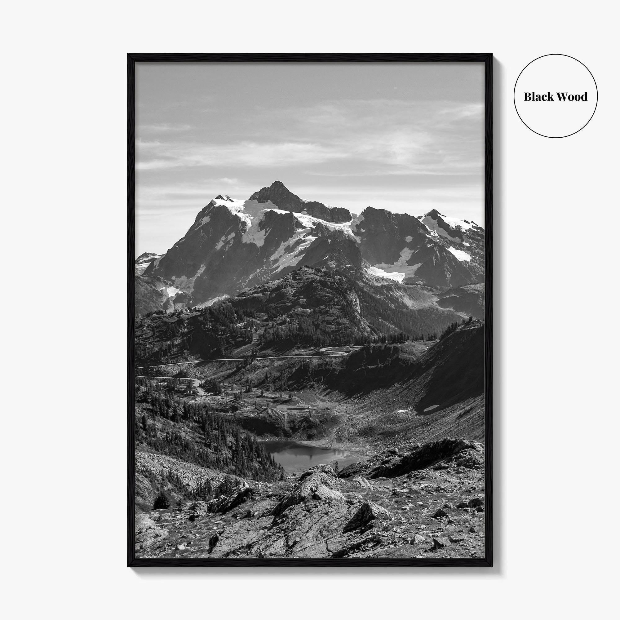 North Cascades Black and White Fine Art Photo Print, Mount Shuksan Washington Poster