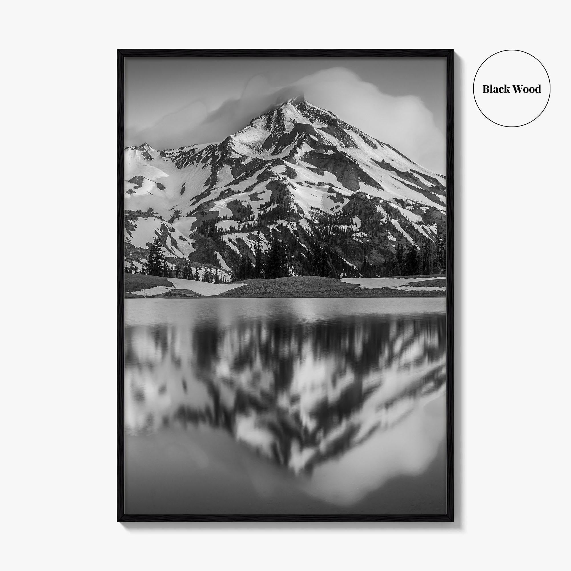 Oregon Black and White Fine Art Photo Print, South Sister Bend Green Lakes Poster