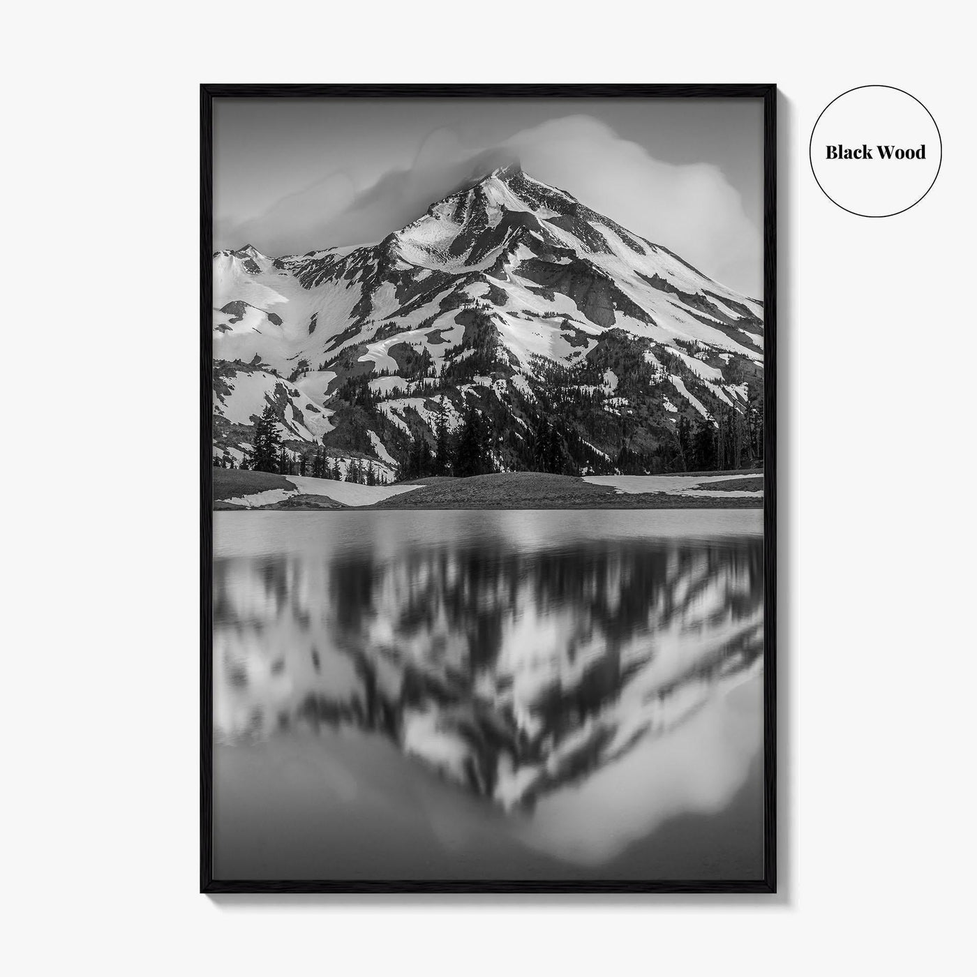 Oregon Black and White Fine Art Photo Print, South Sister Bend Green Lakes Poster