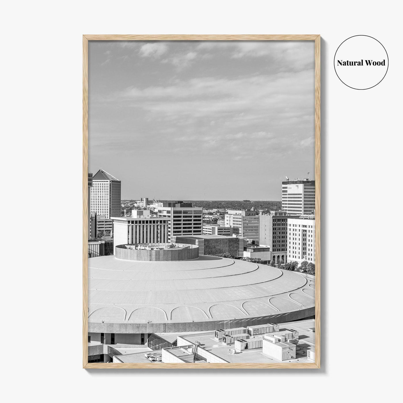 Wichita Skyline Black and White Fine Art Photo Print, Downtown, Kansas USA, Wall Poster
