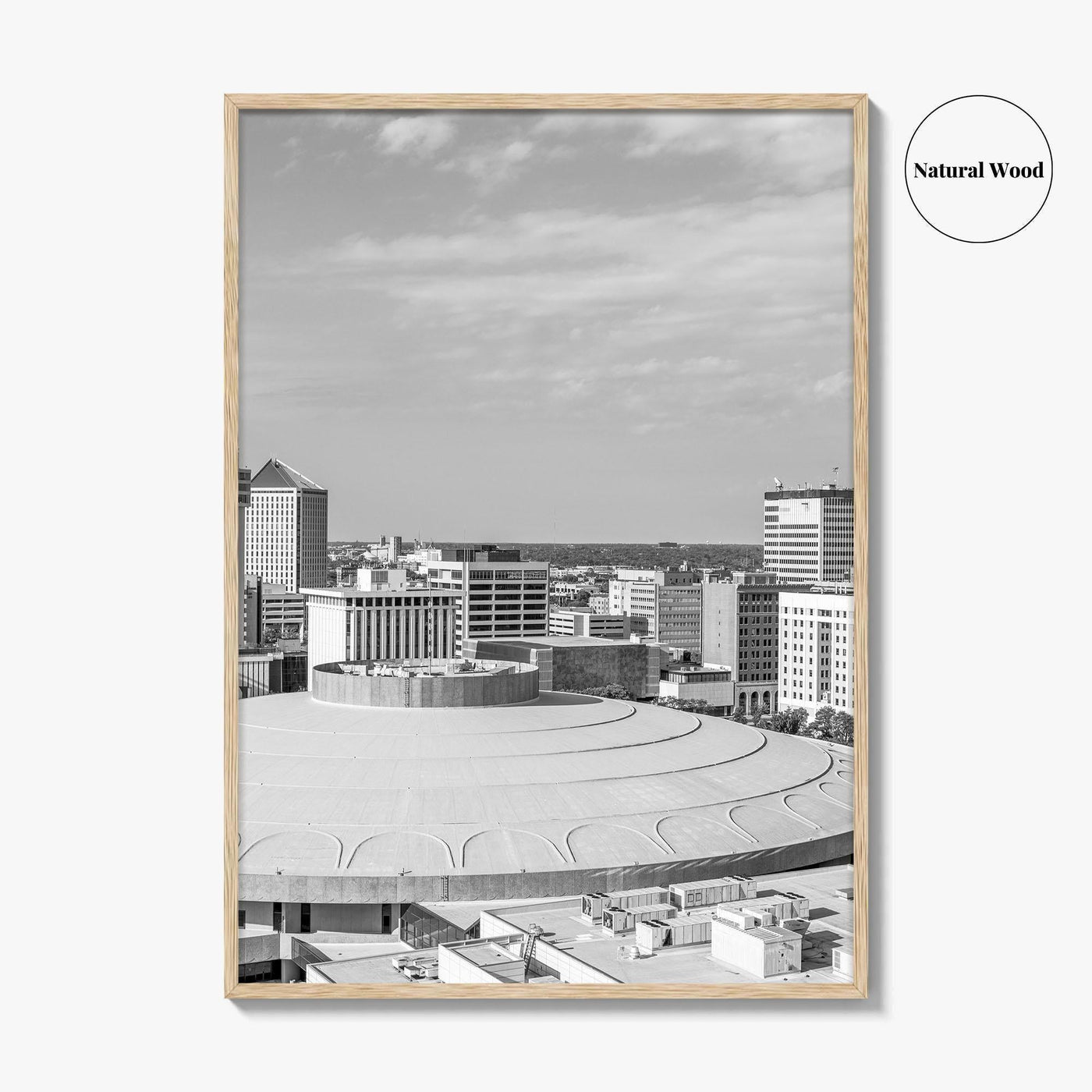 Wichita Skyline Black and White Fine Art Photo Print, Downtown, Kansas USA, Wall Poster