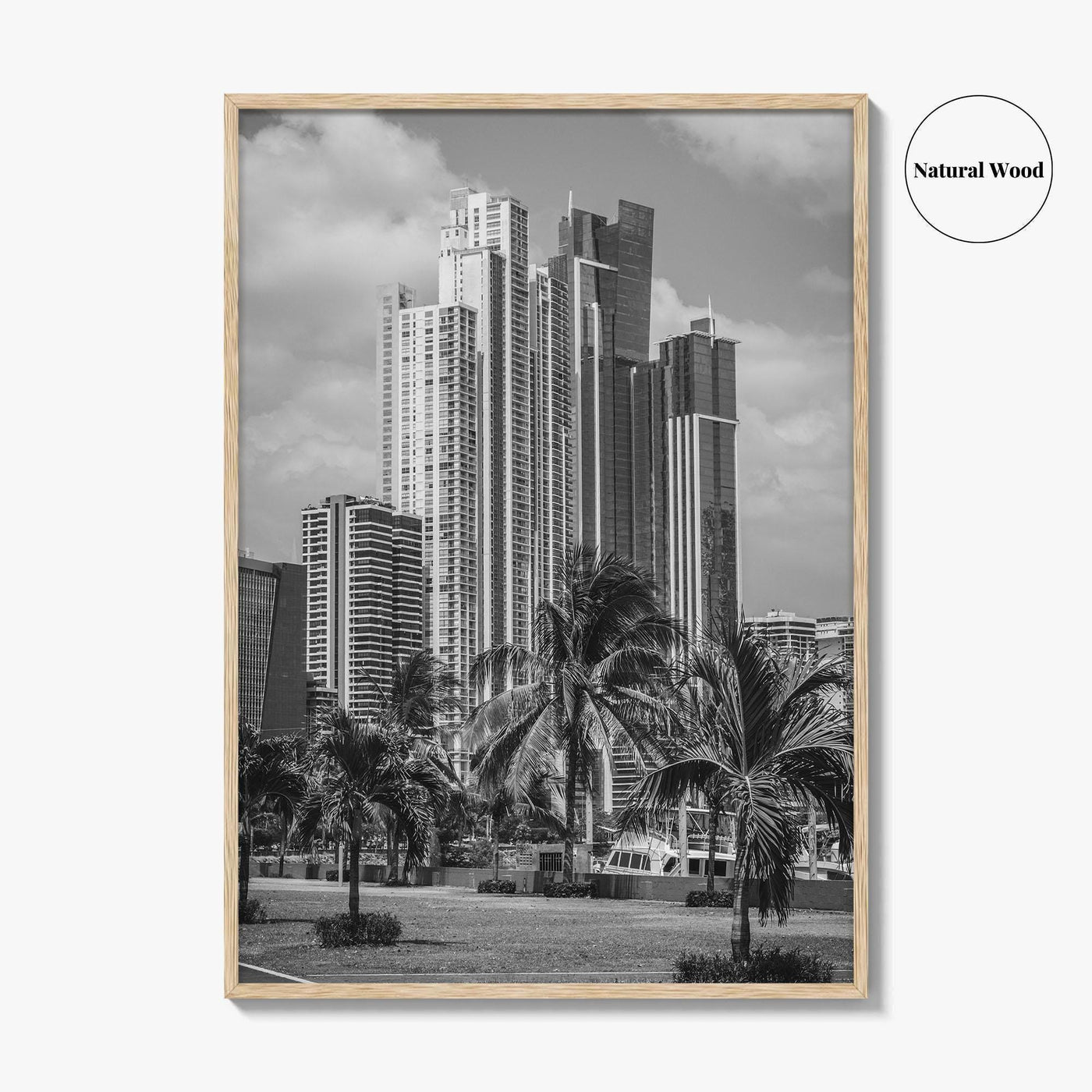 Panama City Skyline Black and White Fine Art Photo Print, Panama Wall Poster