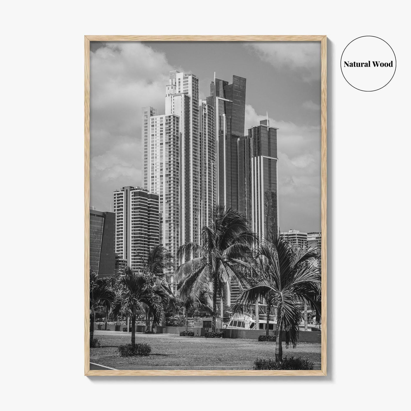 Panama City Skyline Black and White Fine Art Photo Print, Panama Wall Poster