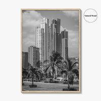 Panama City Skyline Black and White Fine Art Photo Print, Panama Wall Poster